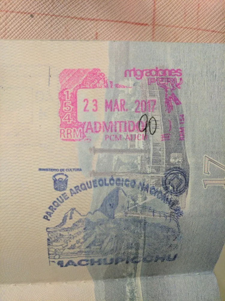 machu pichu passport stamp peru