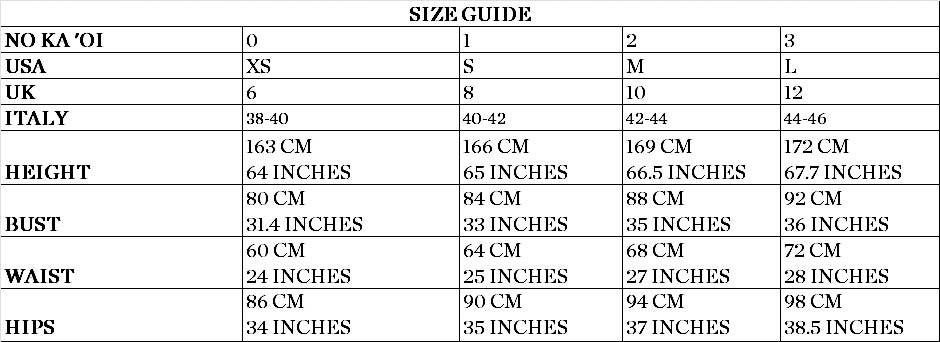 na kaoi size chart