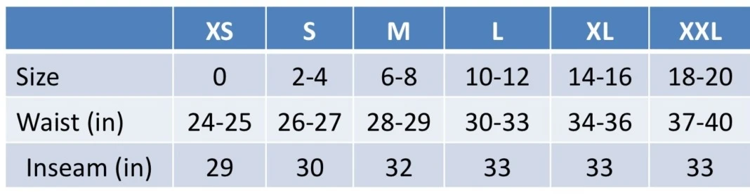 confused girl size chart