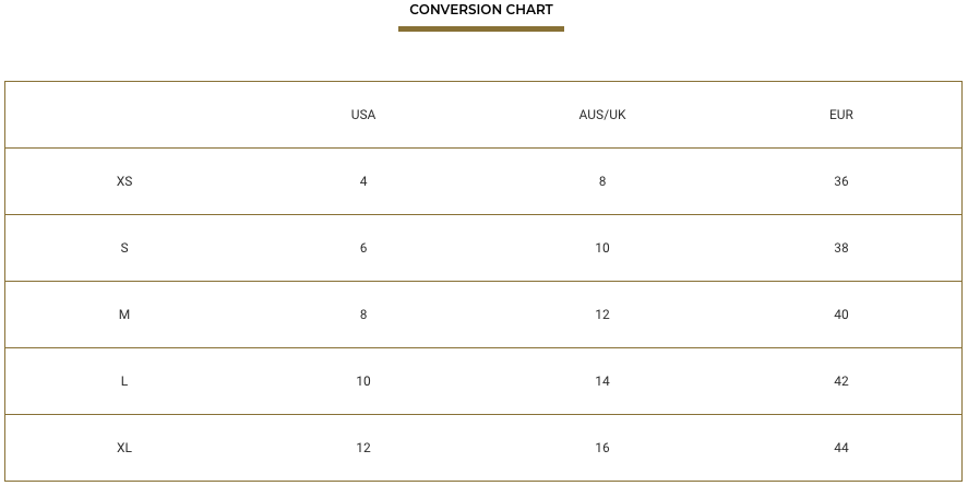 liquido active size chart bottoms