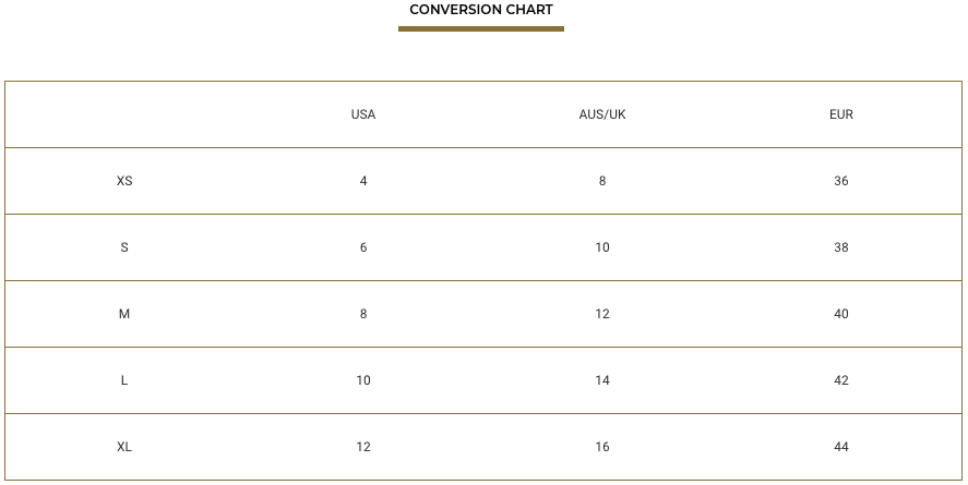 liquido active size chart bottoms