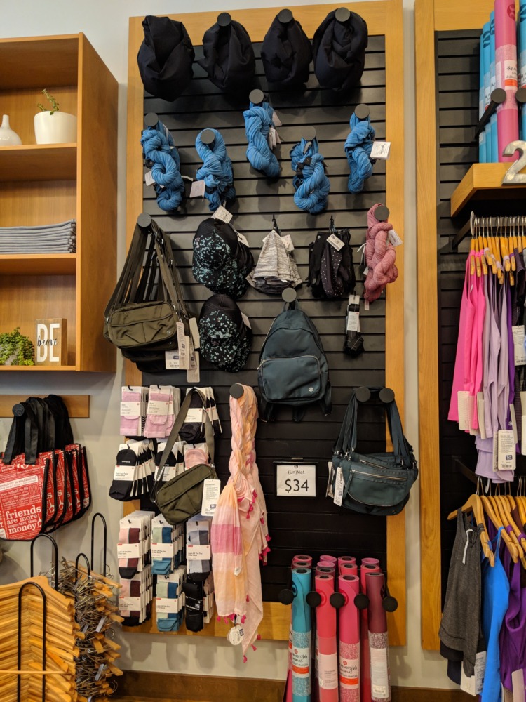 lululemon Outlet Orlando Florida womens accessory wall