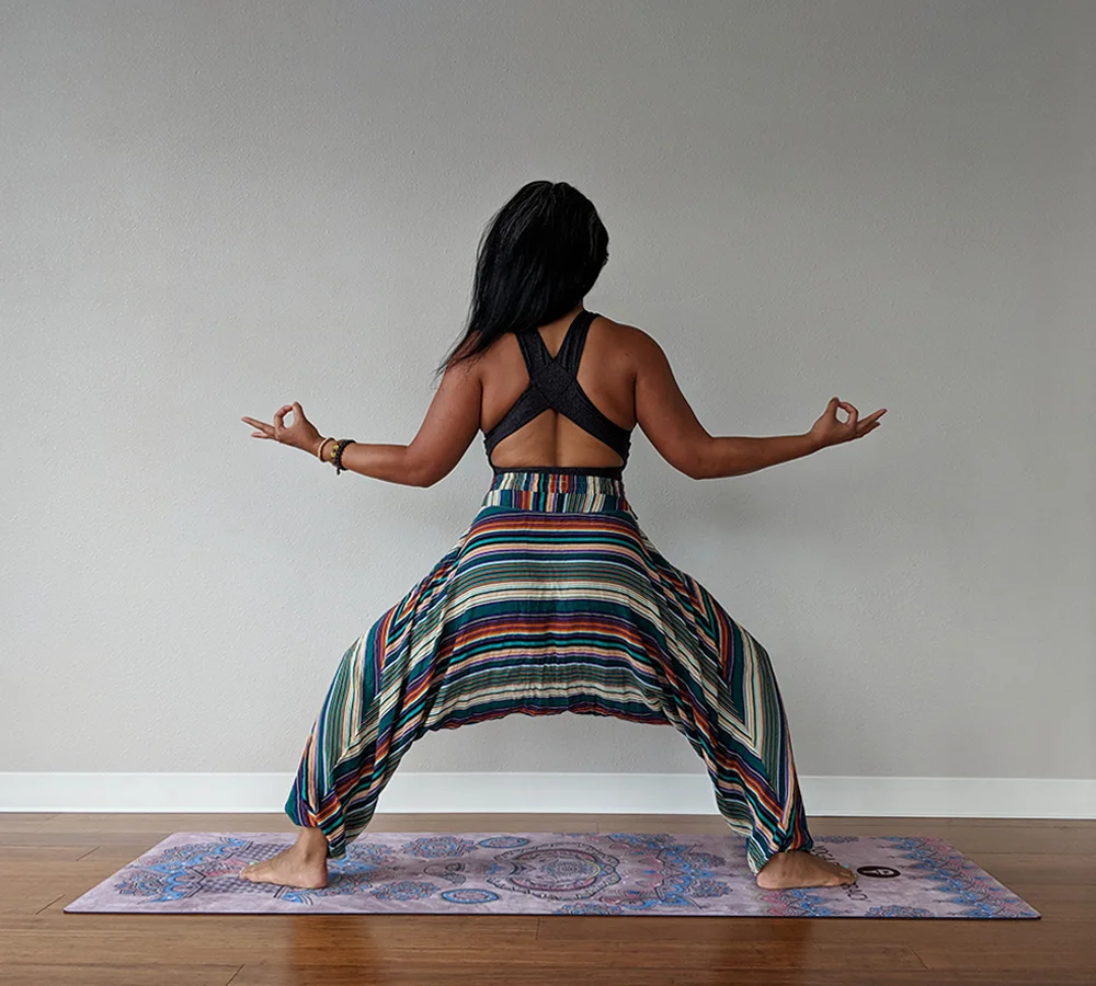 buddha pants green stripes harem pants goddess pose