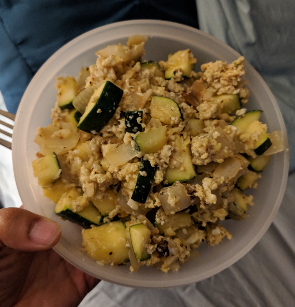 simple breakfast scramble recipe zucchini onions garlic eggs imperfect produce