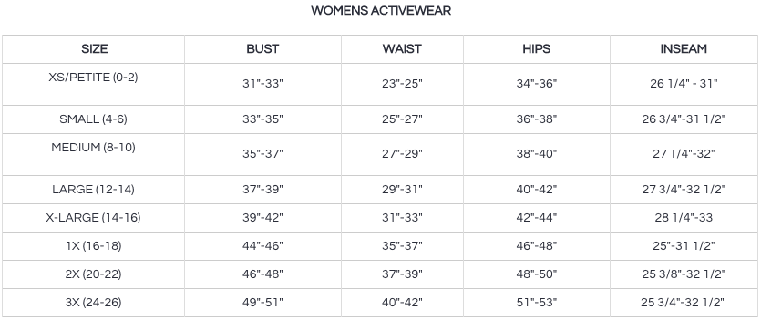 danskin size chart activewear reviews