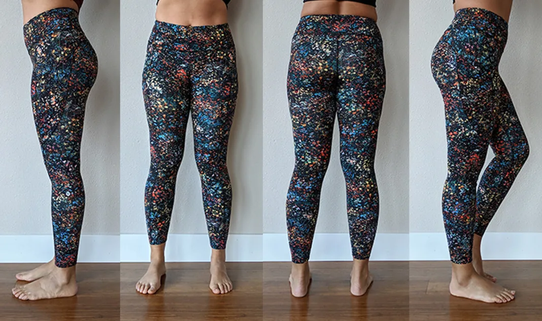 lululemon fast & free leggings florescent multi color floral schimiggy reviews try on