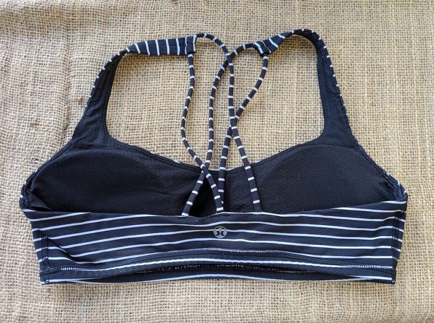 free to be parallel stripe sports bra back