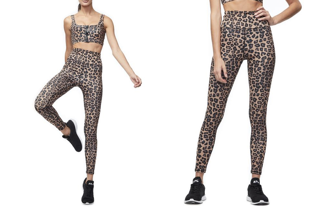 good american leopard print activewear leggings sports bra