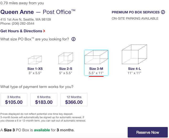 usps po box sizes and cost