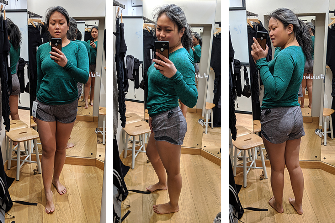 lululemon fitting room try on hotty hot short schimiggy reviews