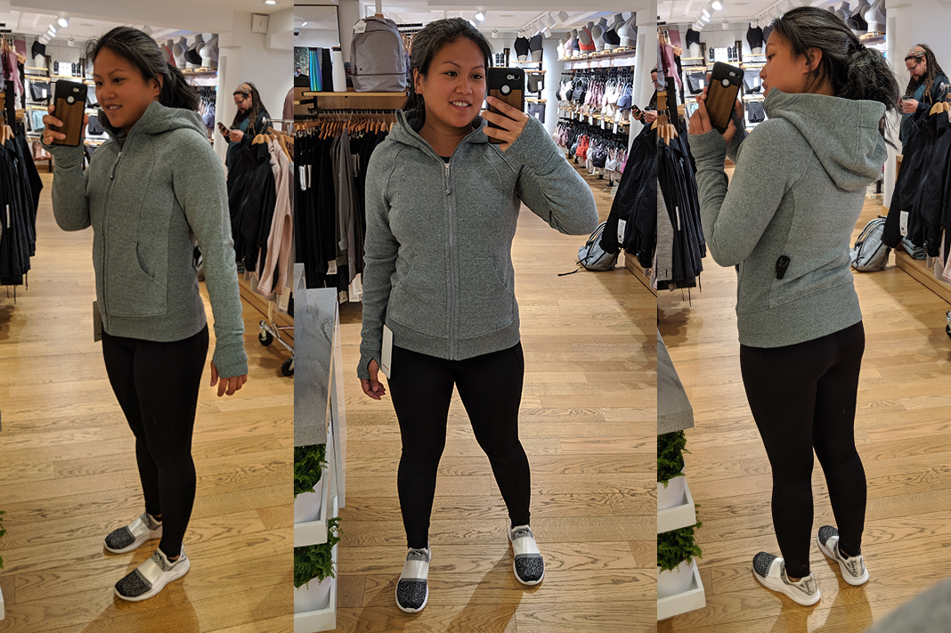 lululemon fitting room try on scuba hoodie iv schimiggy reviews