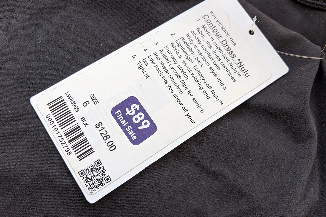 lululemon markdown tag purple sticker