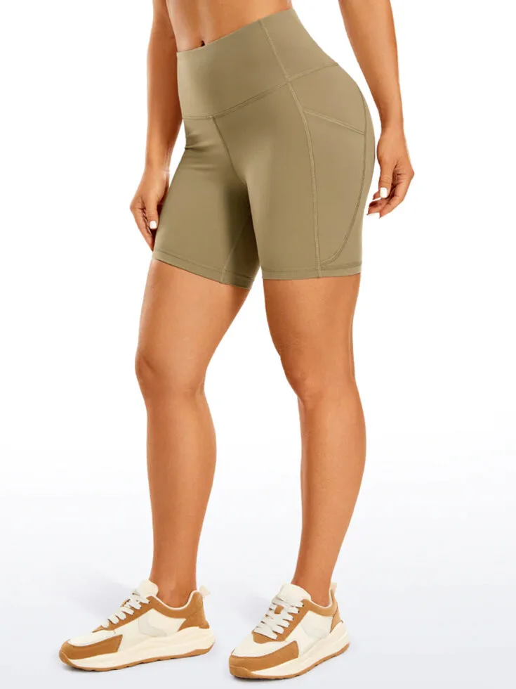 CRZ Yoga Nakedfeel pocket shorts in khaki fog nude