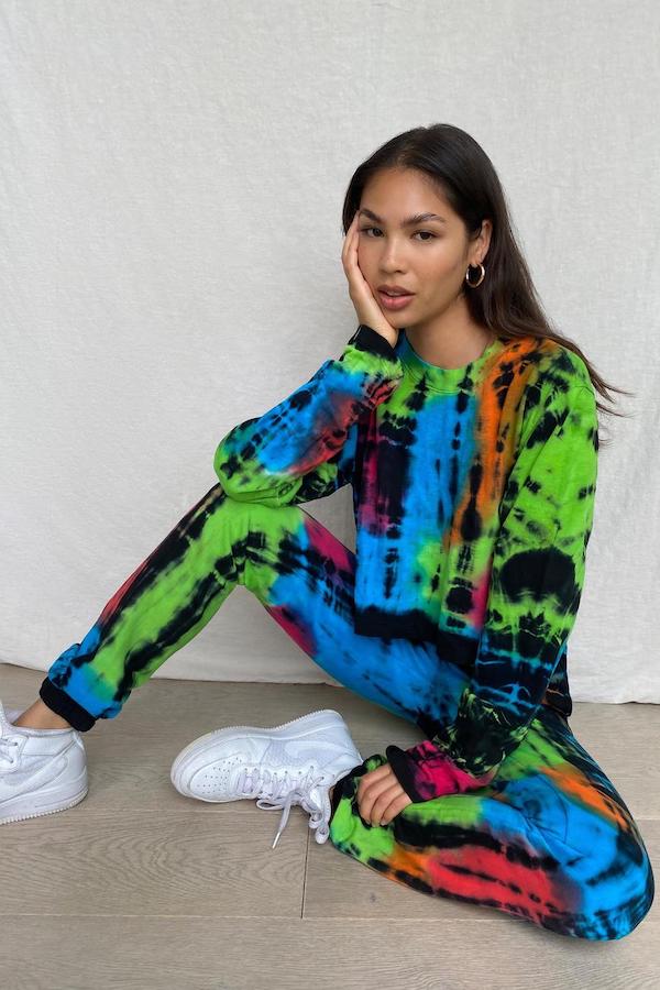 Cotton Citizen Kaleidoscope Sweatsuit Jogger Set Rainbow