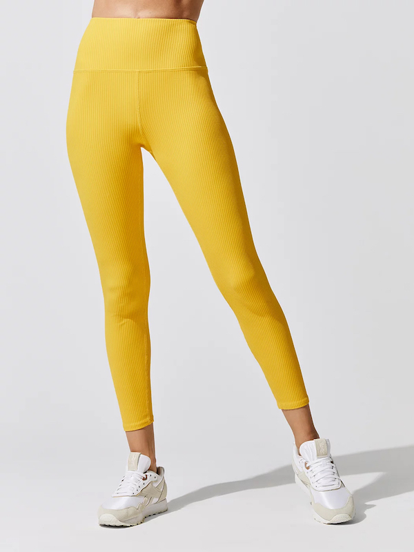 carbon38 ribbed legging in saffron yellow