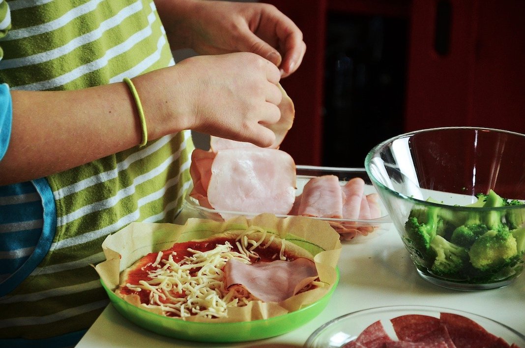 cooking pizza with family