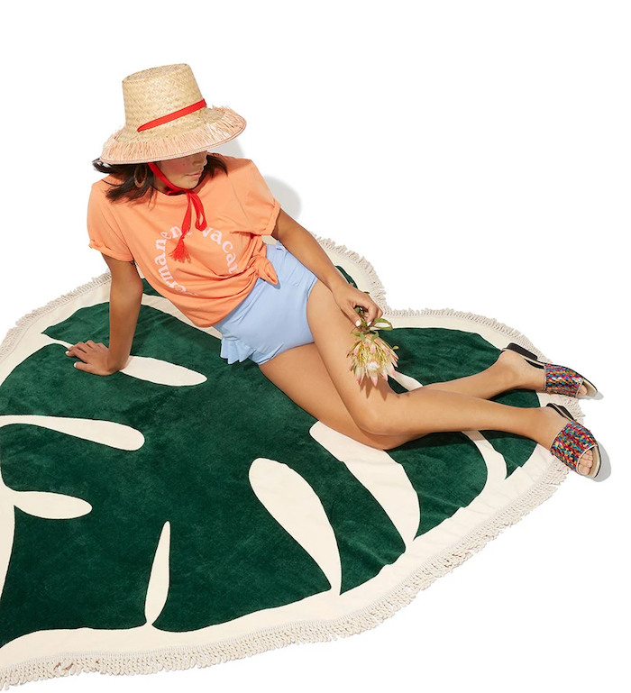 ban.do monstera plant leaf beach towel