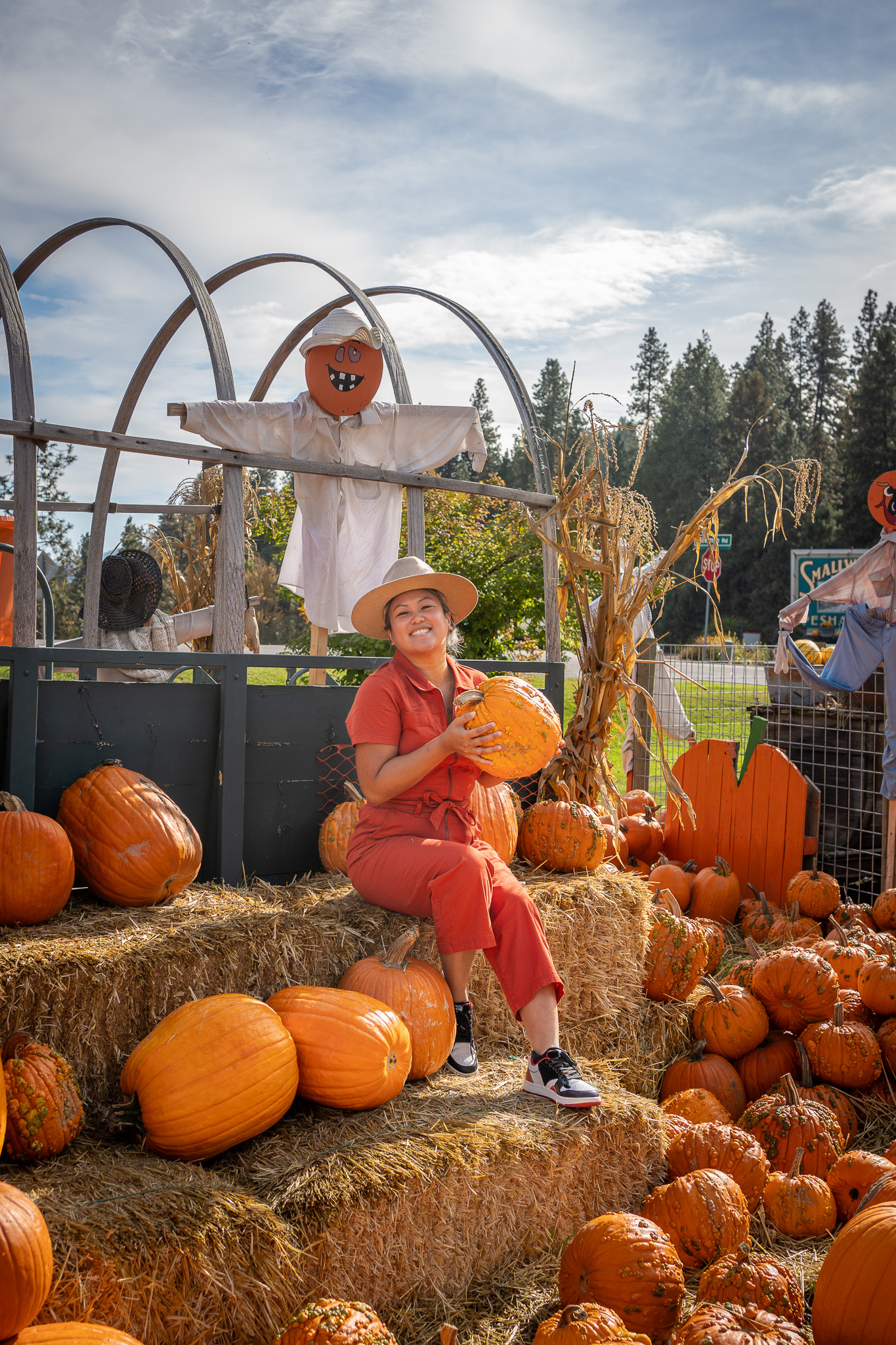 Pact Red Jumpsuit Smallwoods Harvest pumpkin farm