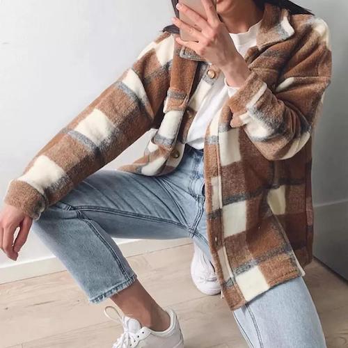 mocha brown oversized shirt jacket shacket