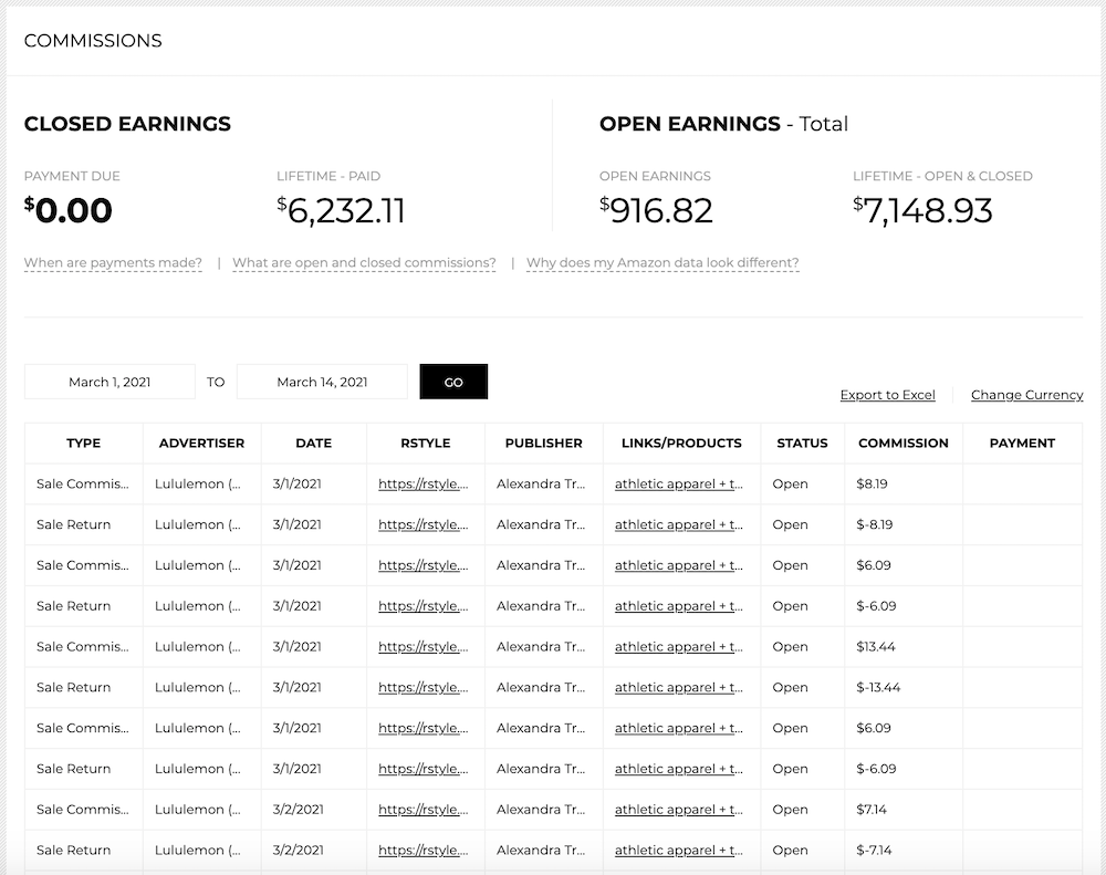 rewardstyle earnings view