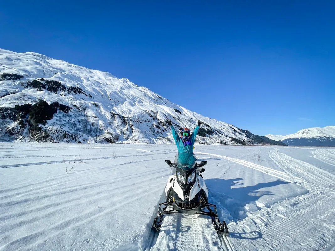 glacier snowmobile tours in Girdwood Alaska Schimiggy Alex Tran