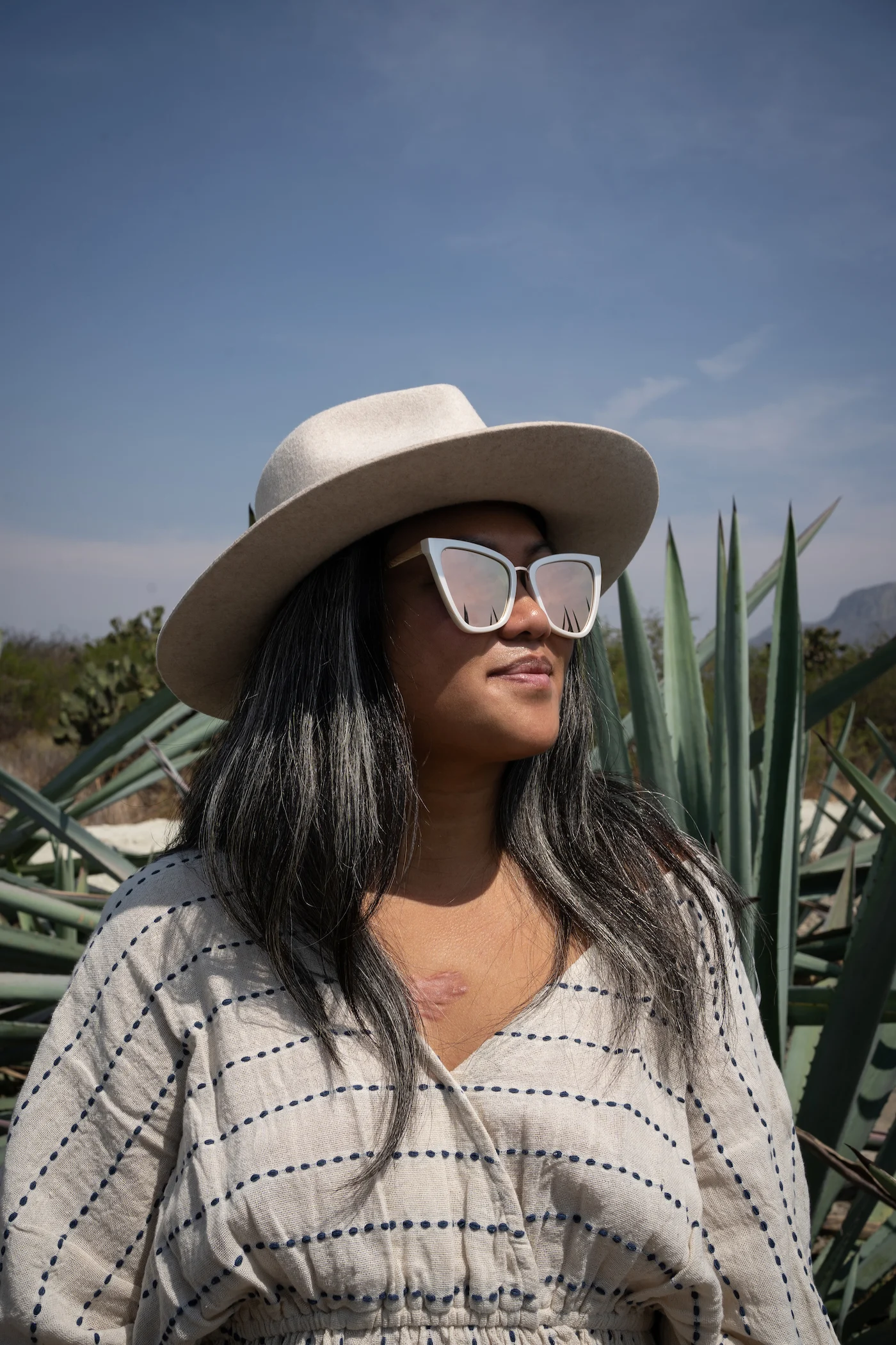 Agave Fields Mezcal Tour Gigi Pip Zephyr Hat World Market Dress Quay Sunglasses