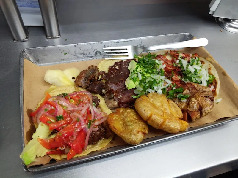 tacos and best potatoes from Taqueria Orinoco in Mexico City