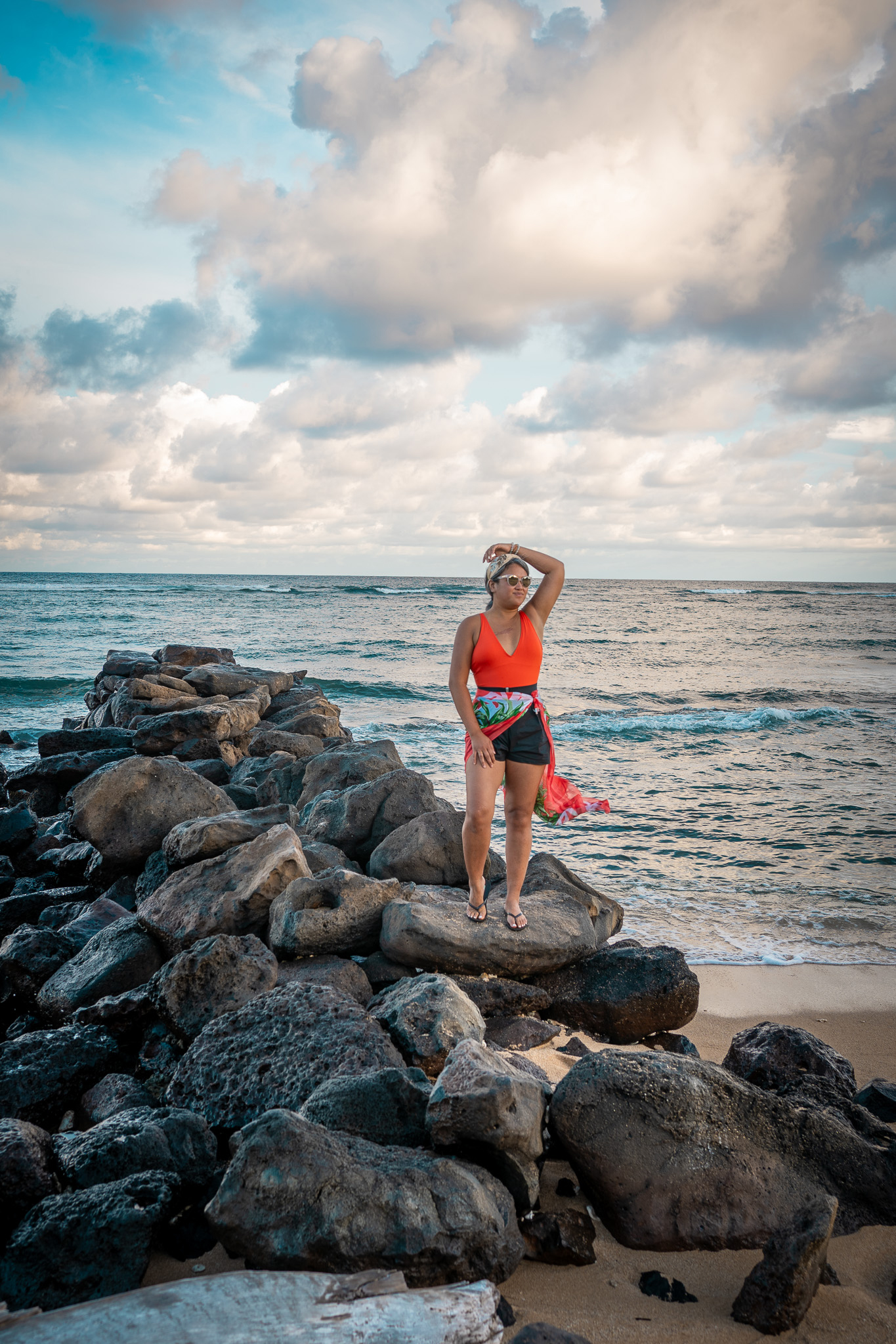 Waipouli Beach Kauai Hawaii ta3 plunge swimsuit nike shorts