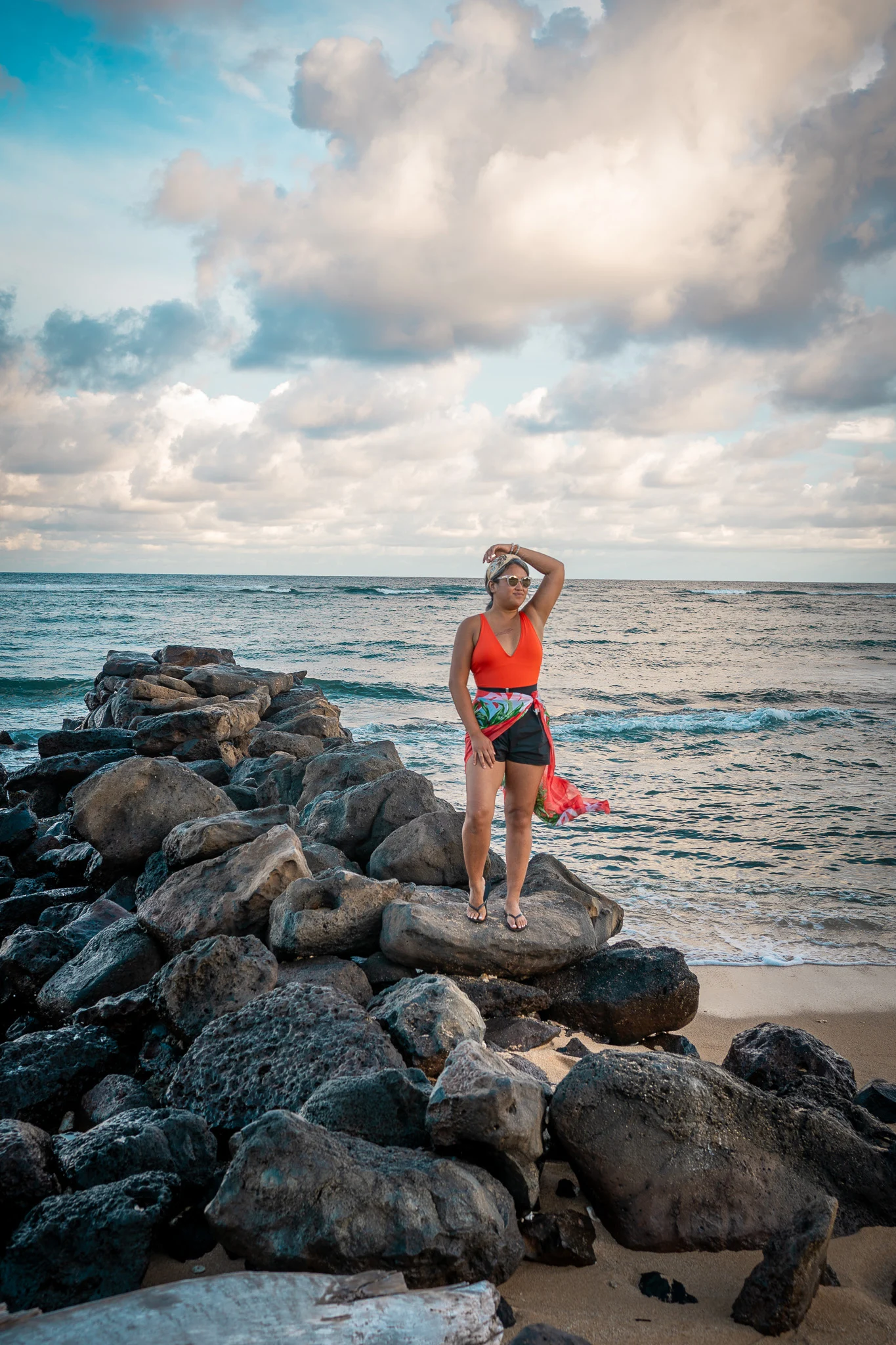 Waipouli Beach Kauai Hawaii ta3 plunge swimsuit nike shorts