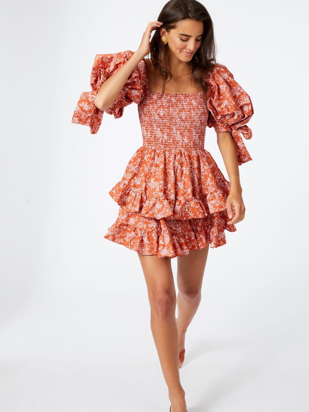 Caroline Constas Finley Dress Rust Toile