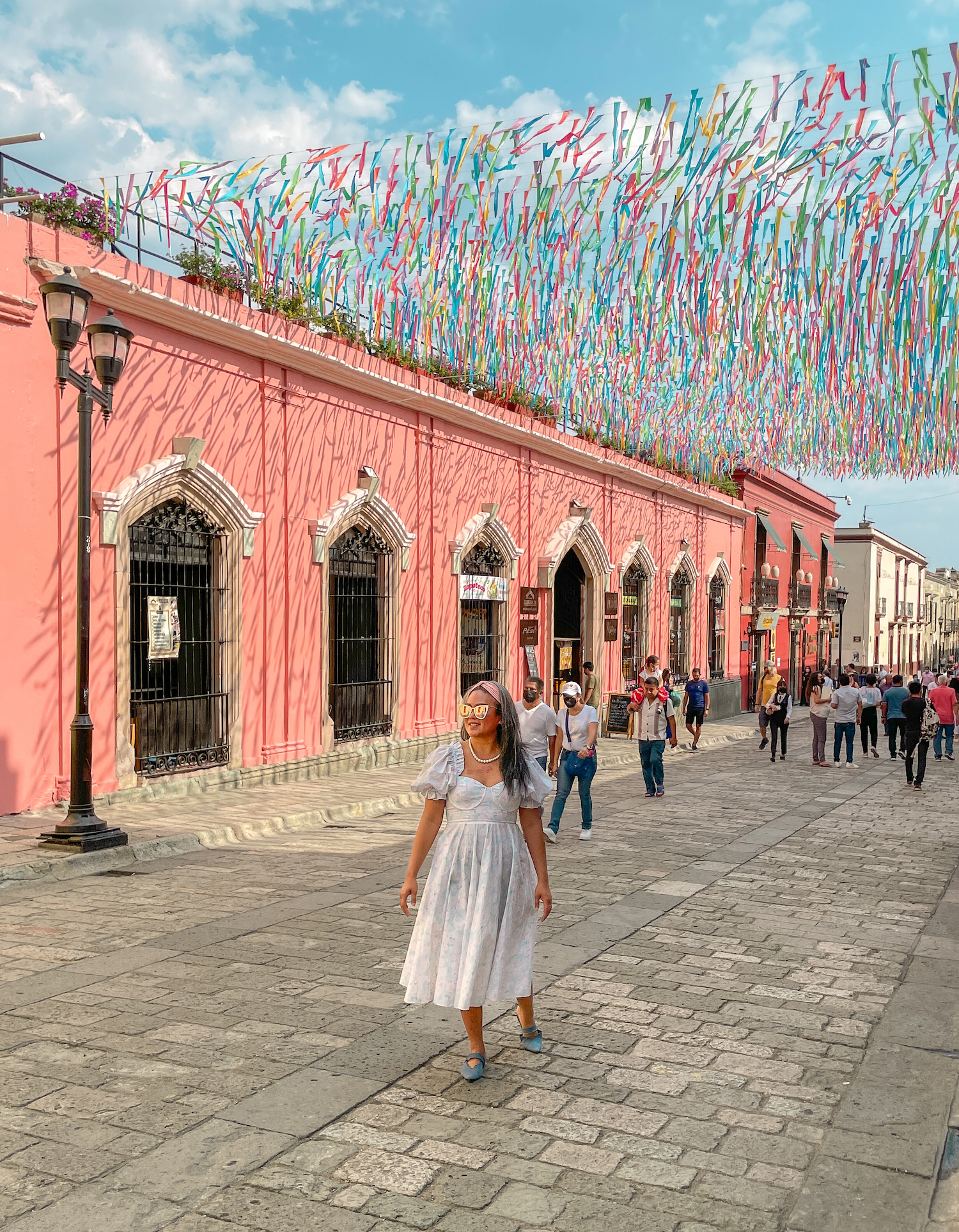 Oaxaca Mexico Flag Street Selkie Tea Rose VIVAIA dress