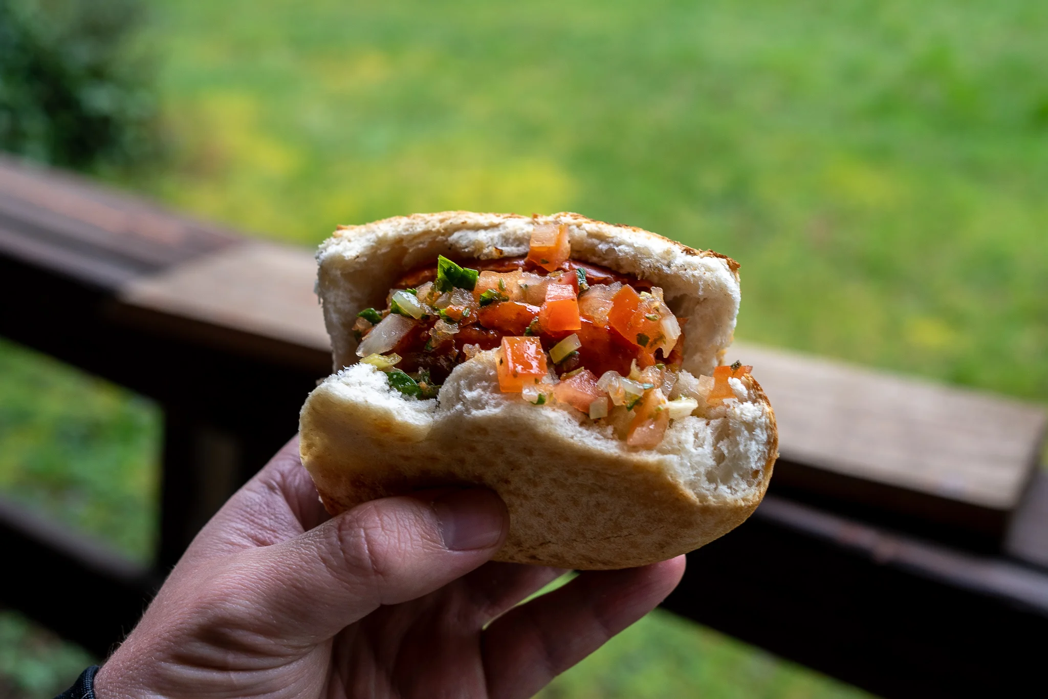 Chilean Food Choripan longaniza and marraquetta bread