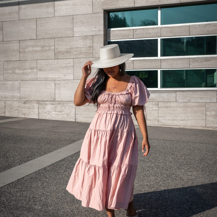 En Saison Brielle PInk Peasant Dress ASN Hats VIVAIA shoes Santiago Chile