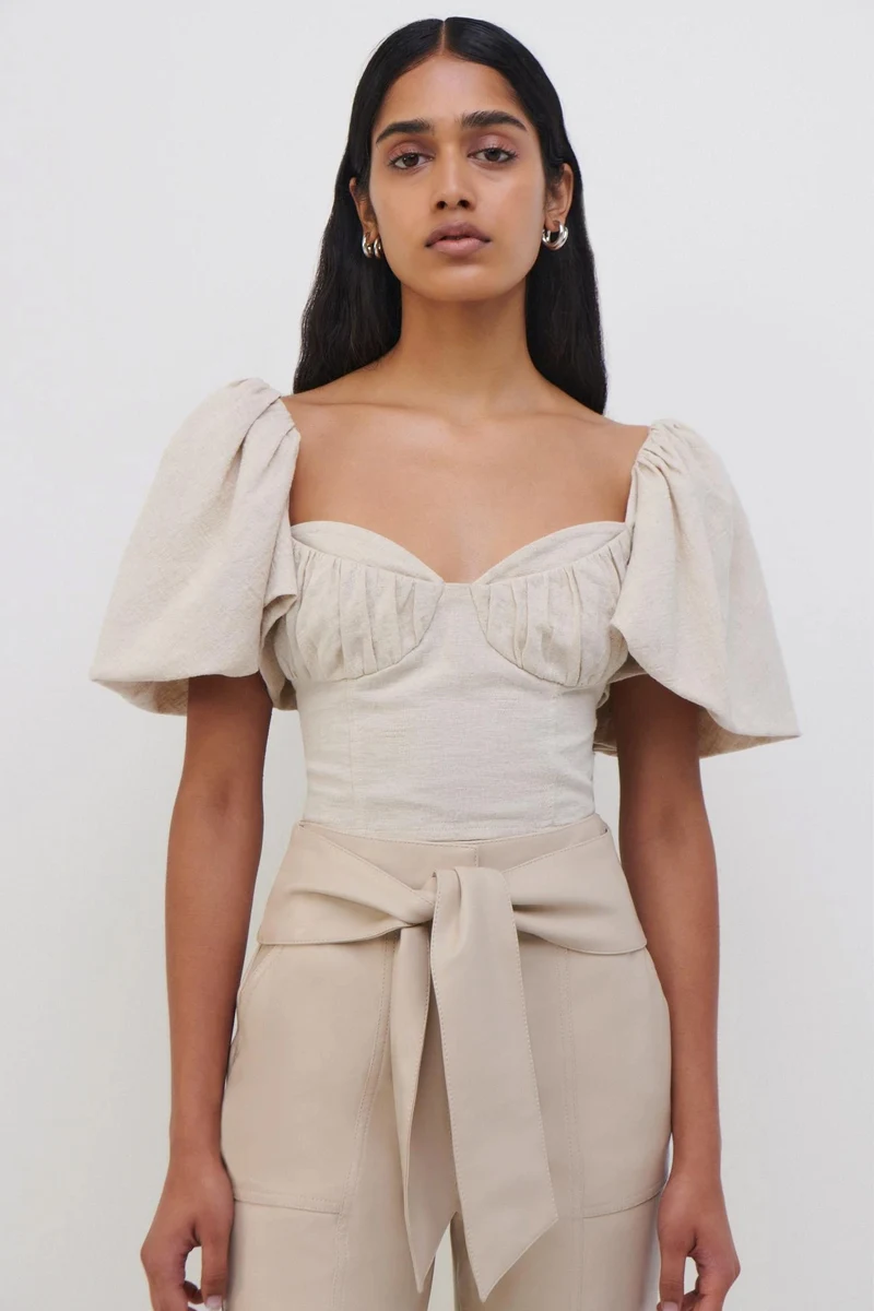 Jonathan Simkhai Quince Linen Crop Top