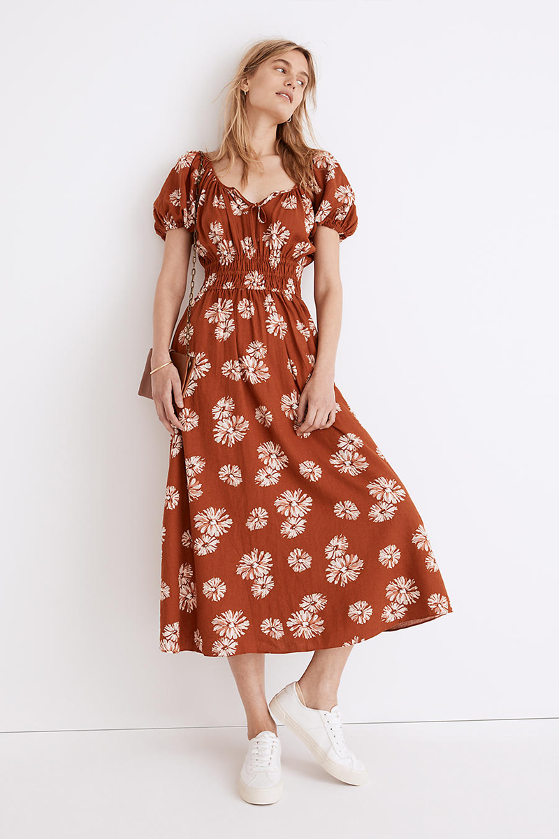 Madewell Linen-Blend Sophia Midi Dress