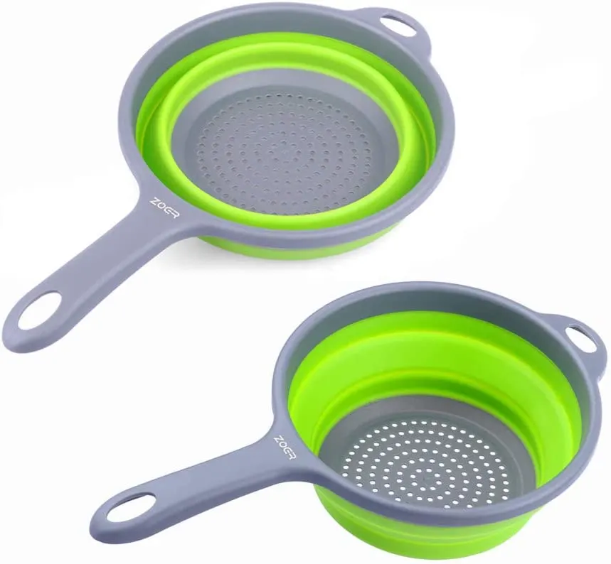 Collapsible Strainer green silicone and plastic