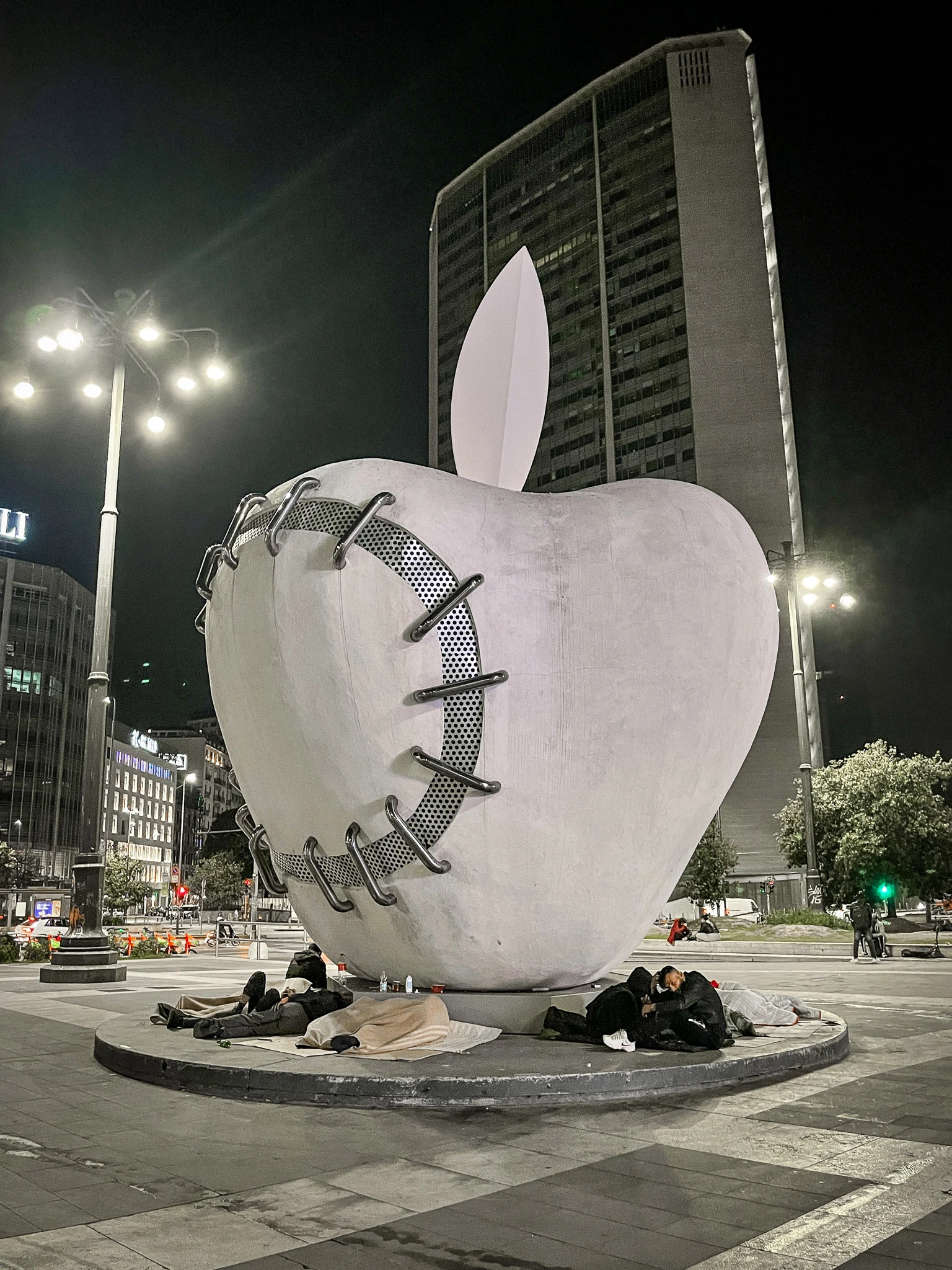 Big White Apple Statue Milano Centrale Train Station