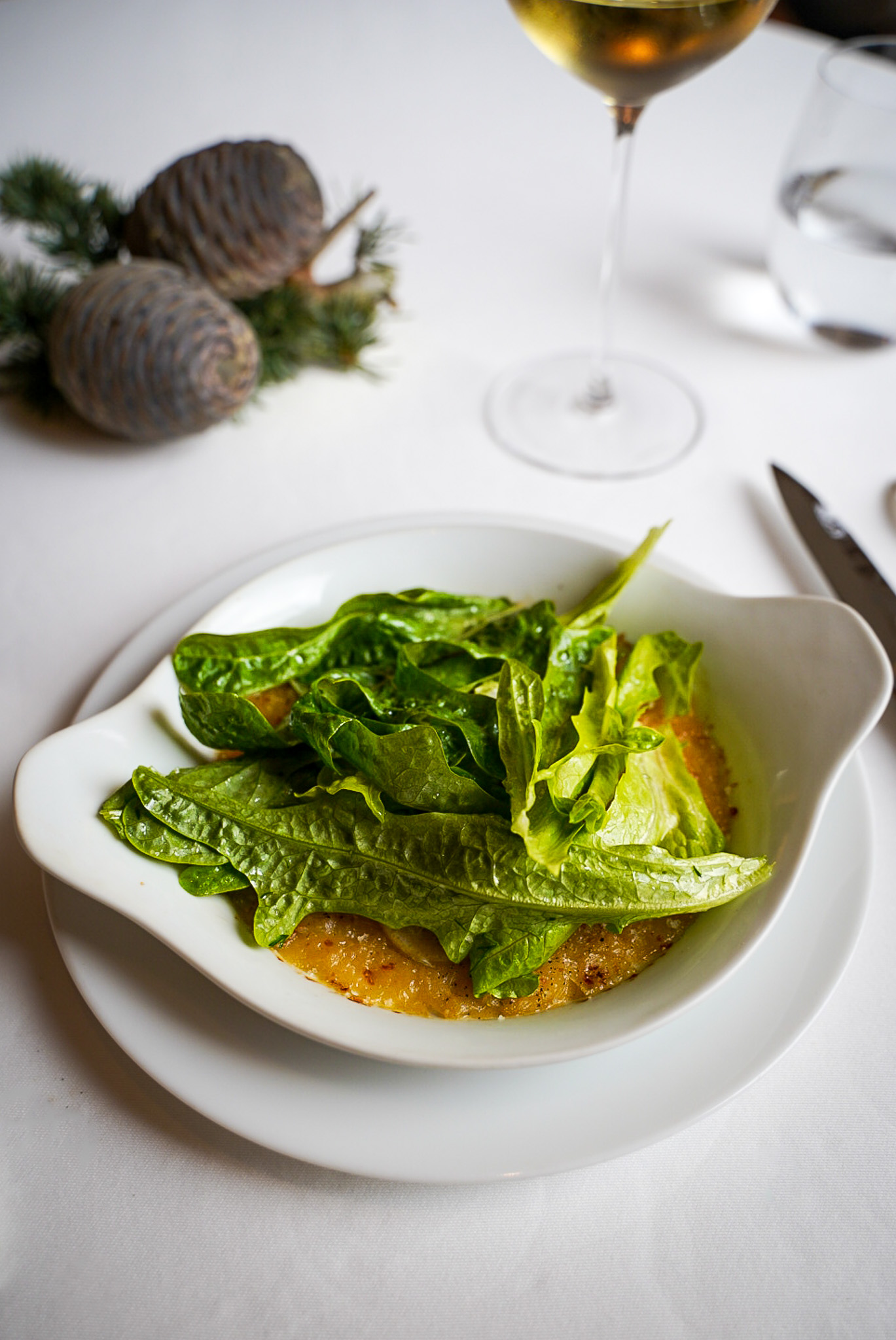 Onion gratin with romaine salad Arpege Paris France