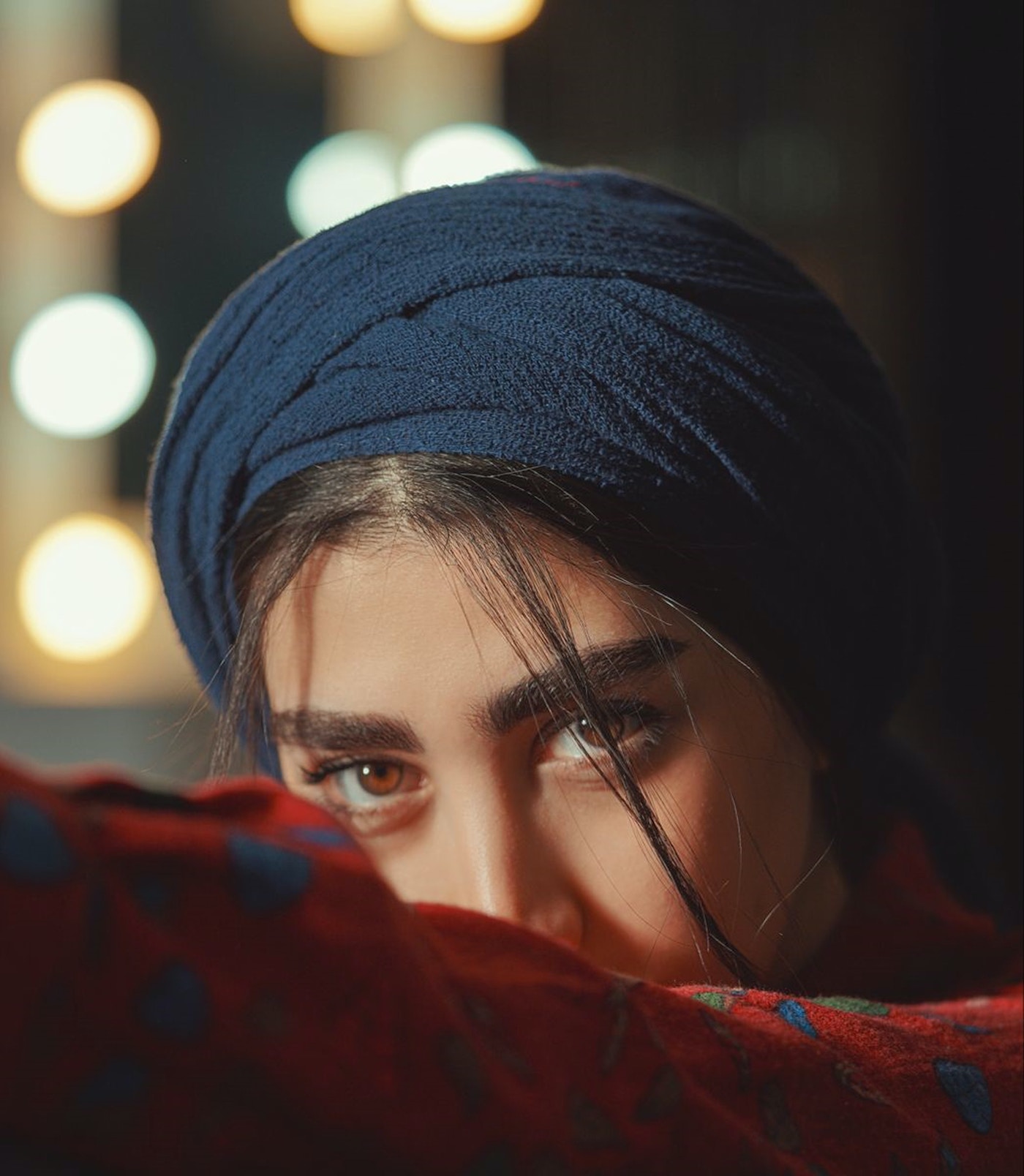 blue turban on young woman