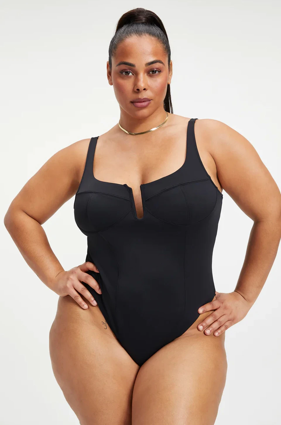 Good American Scuba U Corset Bodysuit Black