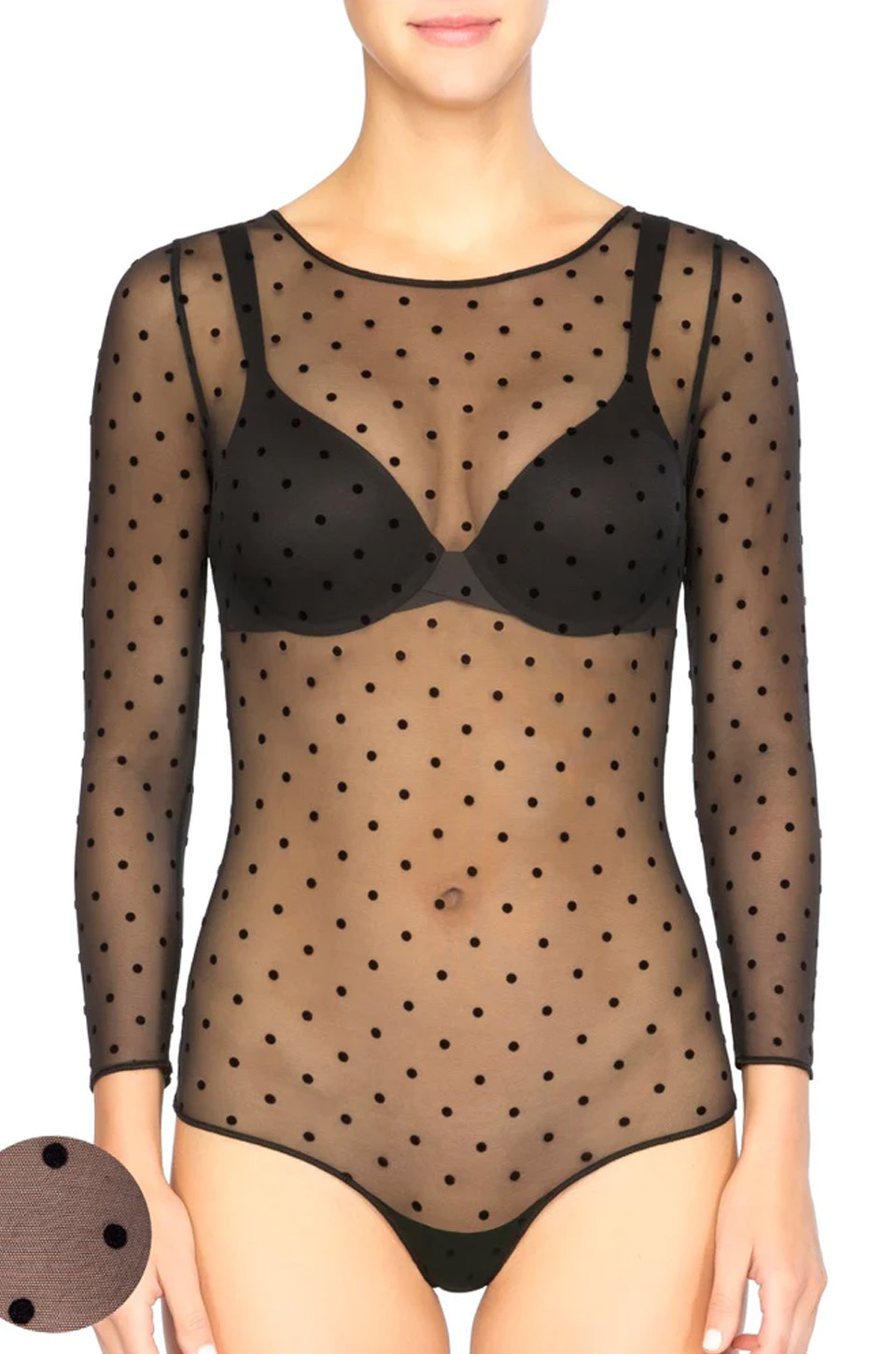 Spanx Something Mesh Flocked dot thong Bodysuit