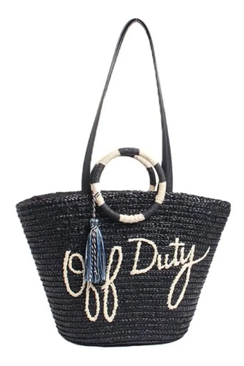 Peili Shop Off Duty Straw Tote Bag Navy