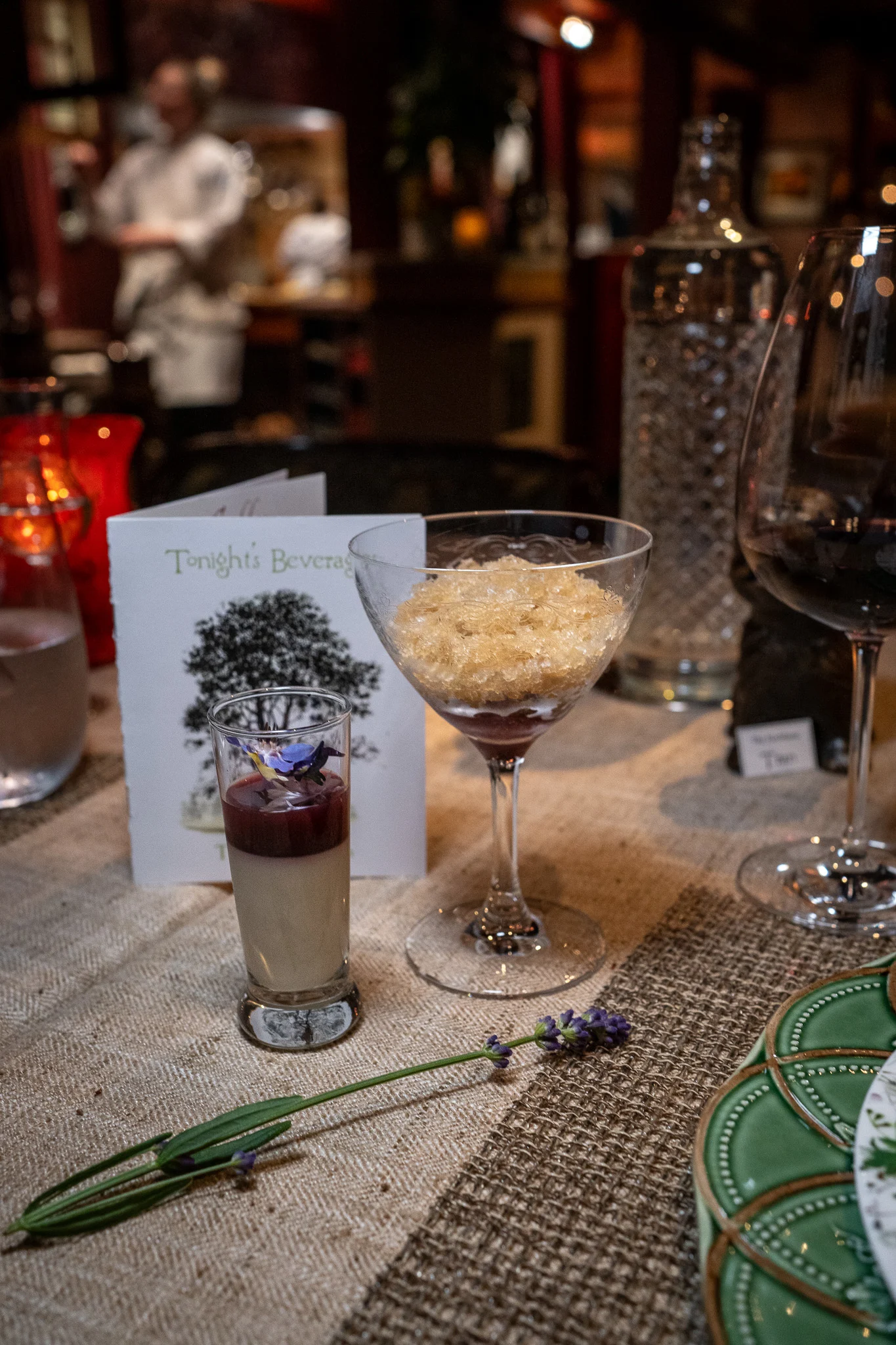 Herbfarm Valley of Eden Tasting Menu July 27 2023 8th course the berry patch blueberry parfait with rose geranium and blackberry lemon thyme ice cream with fireweed tea