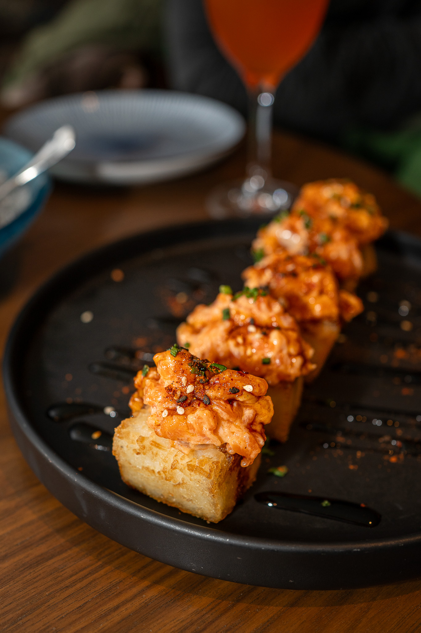 Crispy Rice Salmon Bites Alder and Ash Seattle Restaurant