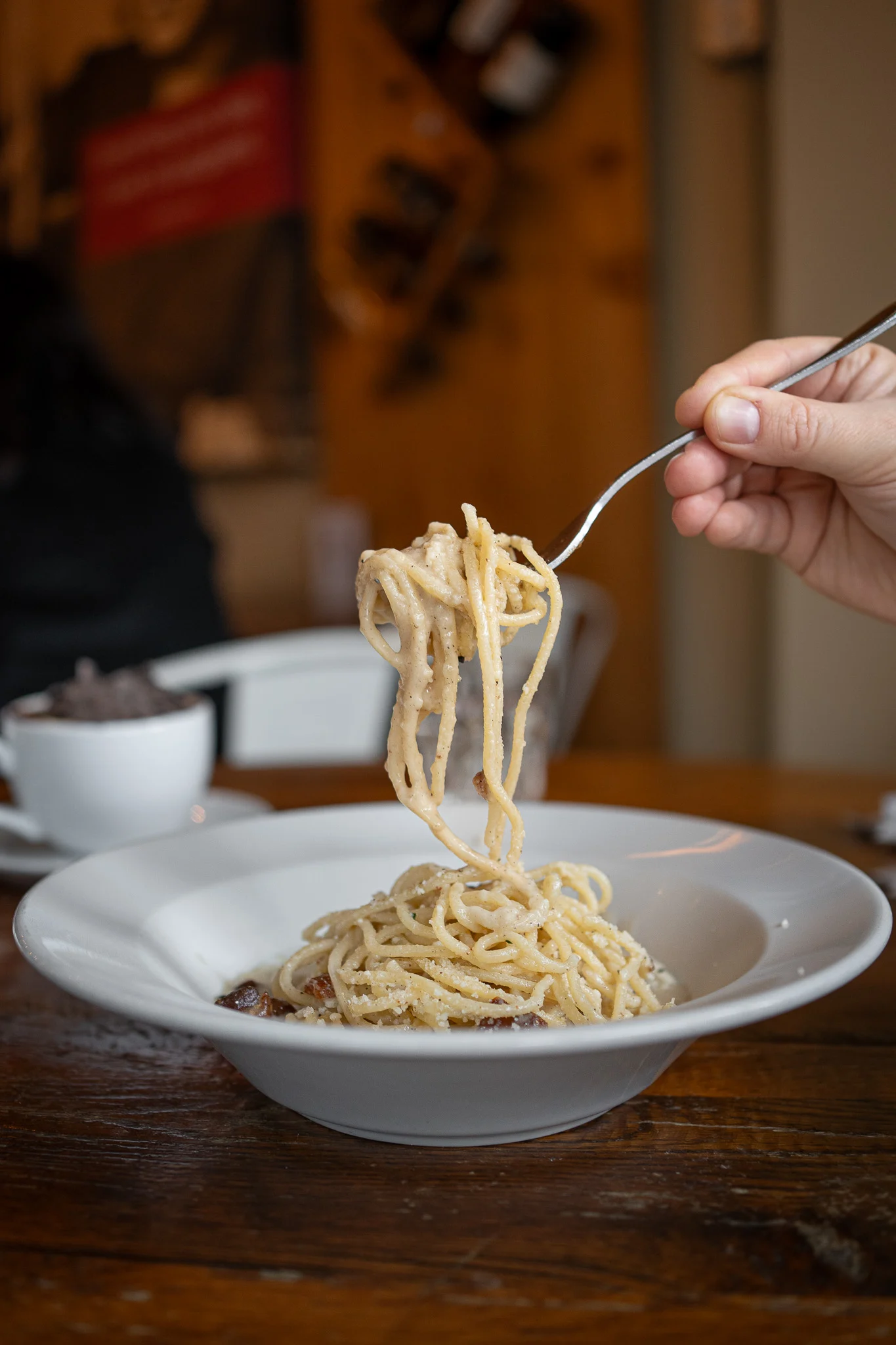 cacio e pepe spaghetti pasta from Due Cucina Seattle