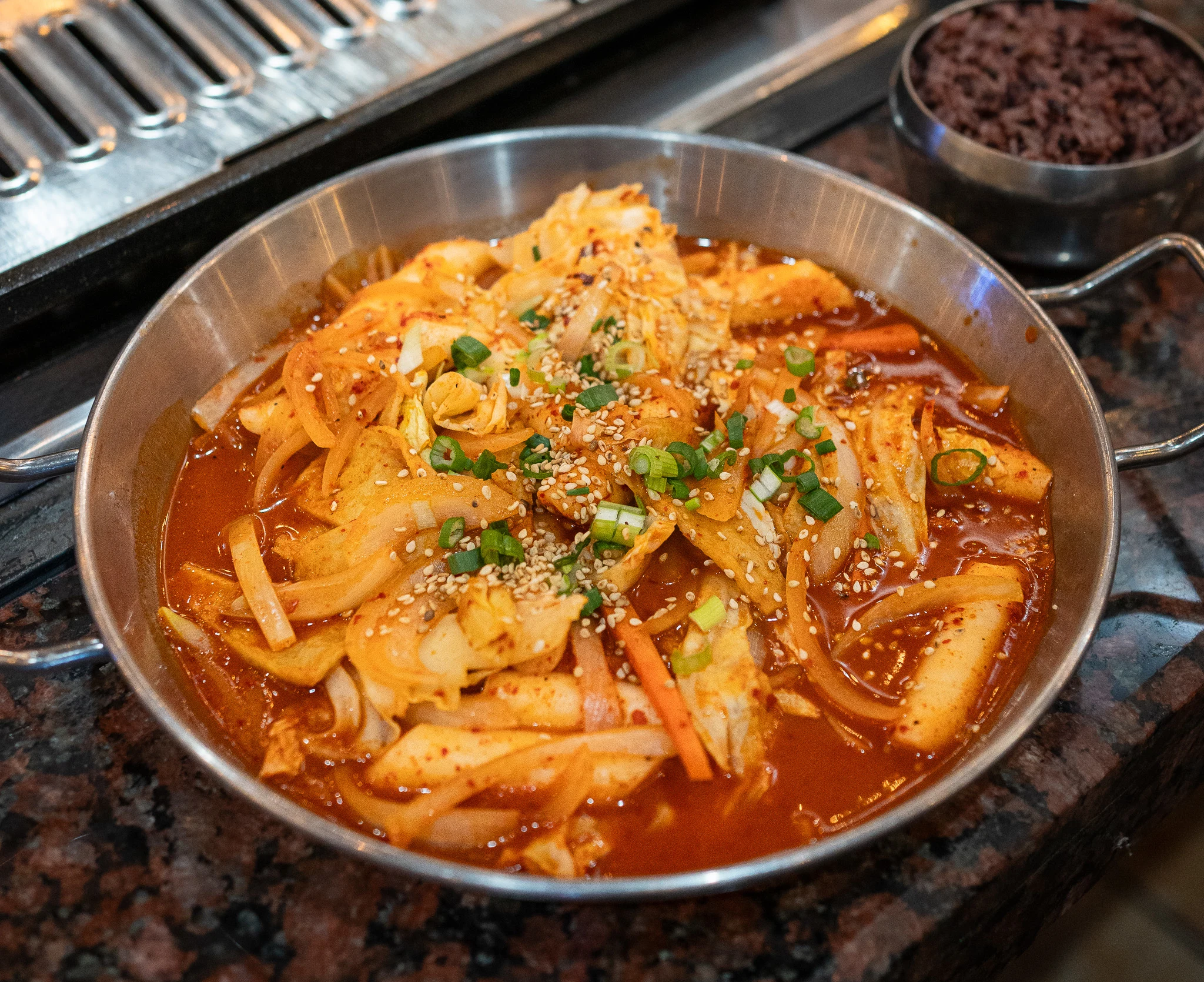 spicy rice cakes in sauce Tteokbokki from New Gangnam KBBQ Lynnwood WA