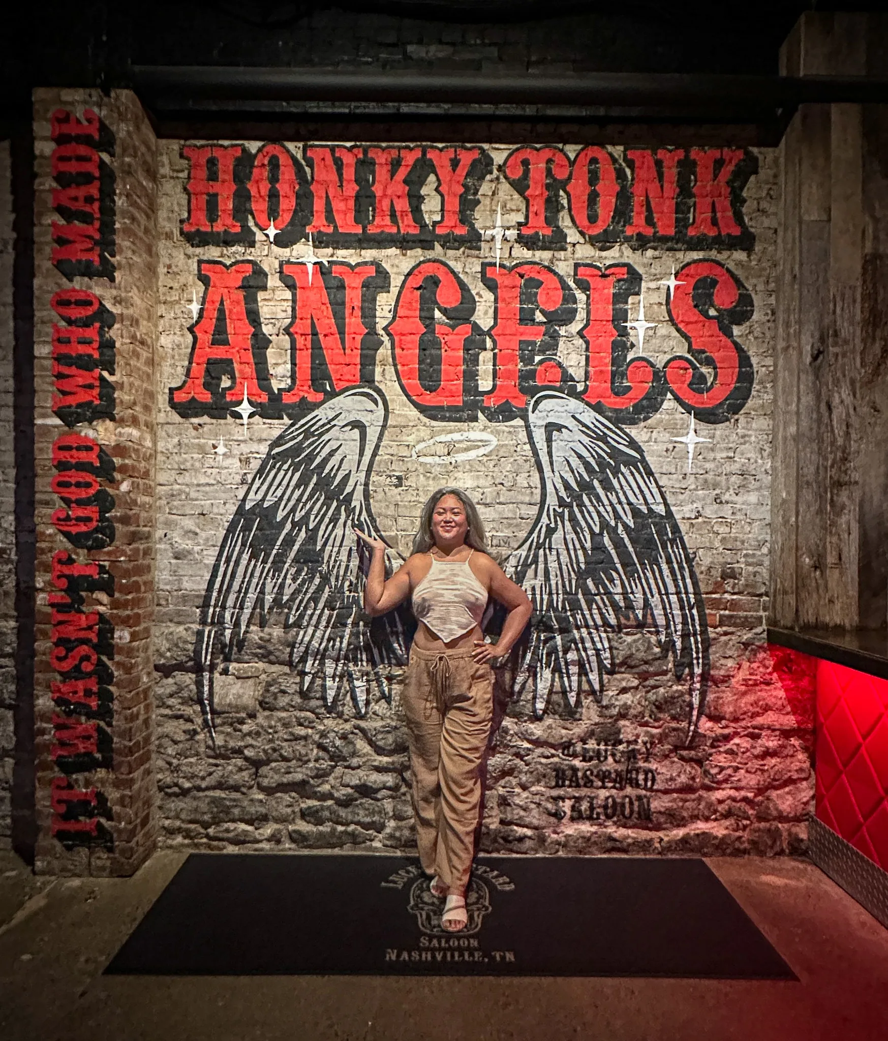 Honky Tonk Angel Wings Mural at the Lucky Bastard Saloon Nashville