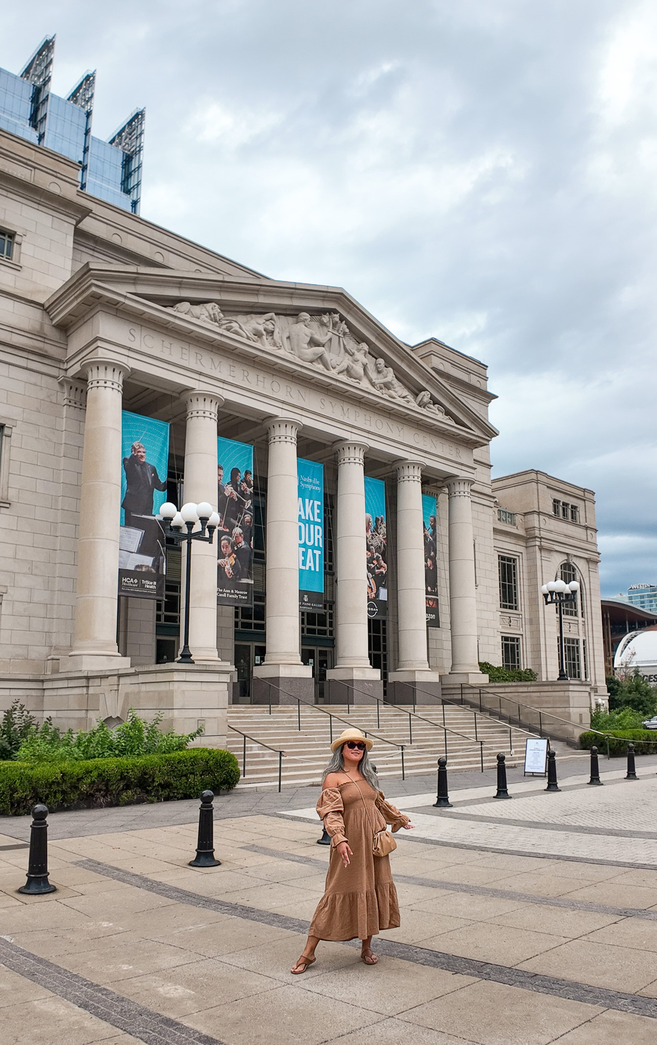 Nashville Symphony Schermerhorn Symphony Center Quince Gauze Dress Wallaroo Amelia hat Sak sandals