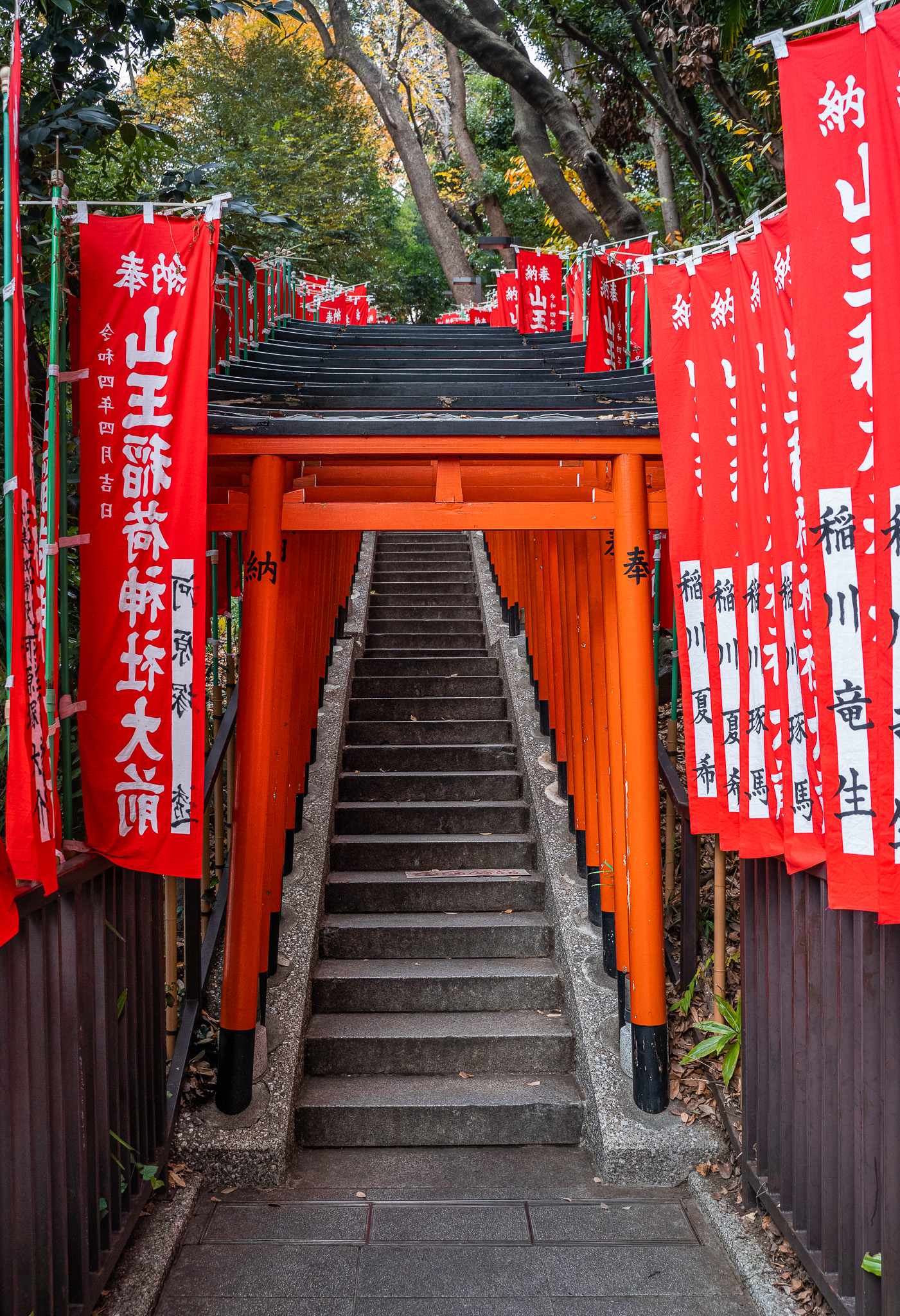 Red Torii near Hie Jinja Shrine Tokyo Japan