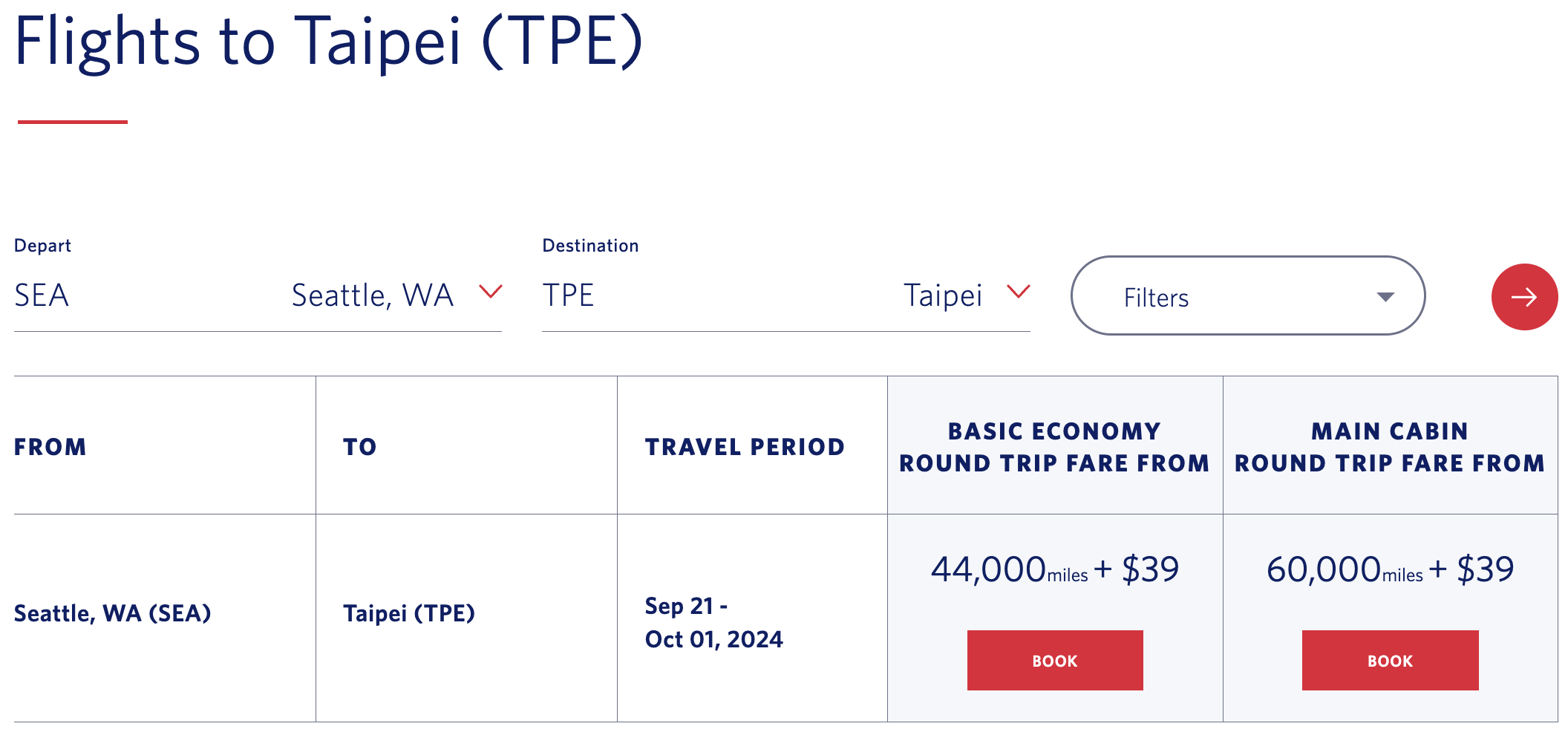 cheap Delta flights from seattle SEA to taipei taiwan TSA